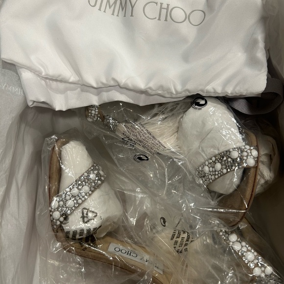 NWT Jimmy Choo ‘Viola 110’ Sandal Heels - Wedding Crystal Ostrich Feather 36 - Picture 8 of 9